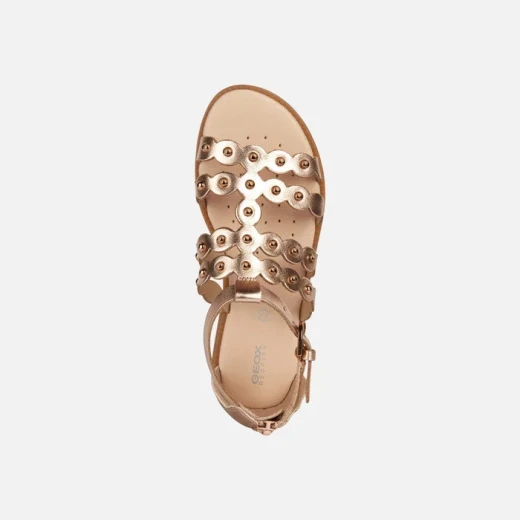 Geox Karly Girl's Sandals Copper Metallic Leather Studded Design with Comfortable Fit for Girls Size 30. Features Easy Exchange and Fast Delivery of Item J3535D.0CFNF.C7018. - Geox - Image 5