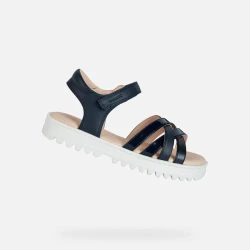 Geox Coralie Girl Sandals Navy 28 Breathable Cushioned Crossover Straps