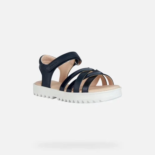 Geox Coralie Girl's Sandals Navy Blue 38 Breathable Cushioning Leather Effect Upper Trendy Design for Girls Stylish Footwear Summer Active White Sole J356EA.05402.C4002 - Geox - Image 3