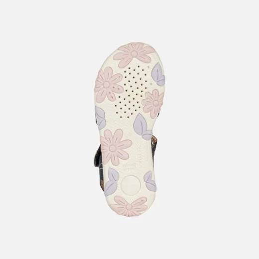 Geox Haiti Girl's Sandals Navy Blue Pink Floral Design Hook and Loop Closure Breathable Comfortable Footwear Size 34 Ideal for Everyday Wear Easy Exchange - Geox - Image 6