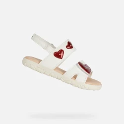 Geox Haiti Girl's Sandals White 32 Adjustable Strap Heart Detail