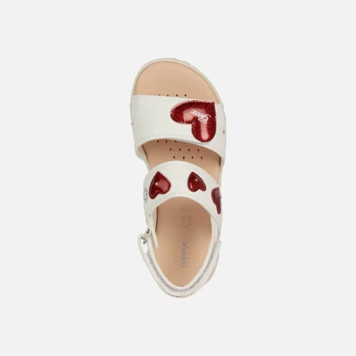 Geox Haiti Girl's Sandals White 32 Adjustable Strap Heart Detail - Geox - Image 5
