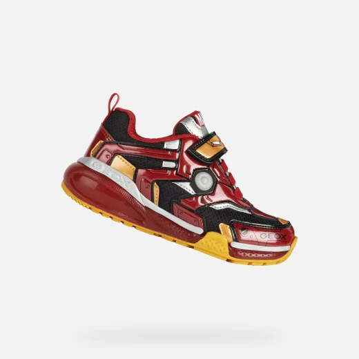 Geox Bayonyc Boy's Sneakers Red & Black Iron Man Design for Junior Kids Size 36 Breathable & Light Up Outsole Featuring Avengers Superhero Graphic Detailing - Geox - Image 2
