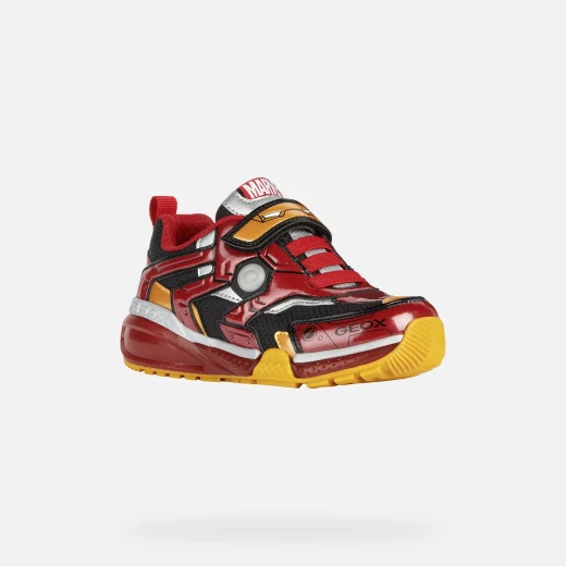 Geox Bayonyc Boy's Sneakers Red & Black Iron Man Design for Junior Kids Size 36 Breathable & Light Up Outsole Featuring Avengers Superhero Graphic Detailing - Geox - Image 3