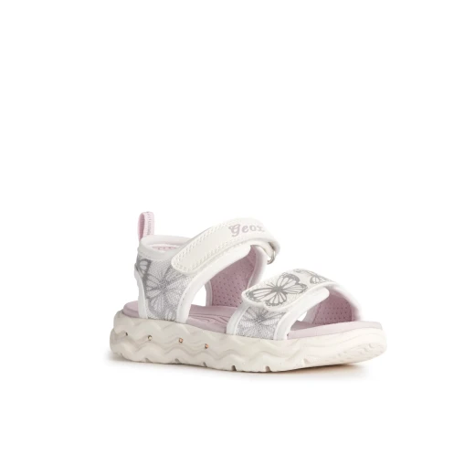 Geox Phyper Girl's Summer Sandals Off White 32 Featuring Cushioning, Flexible Design with Lights Built In, Perfect for Girls' Summertime Outfits - Geox - Image 3