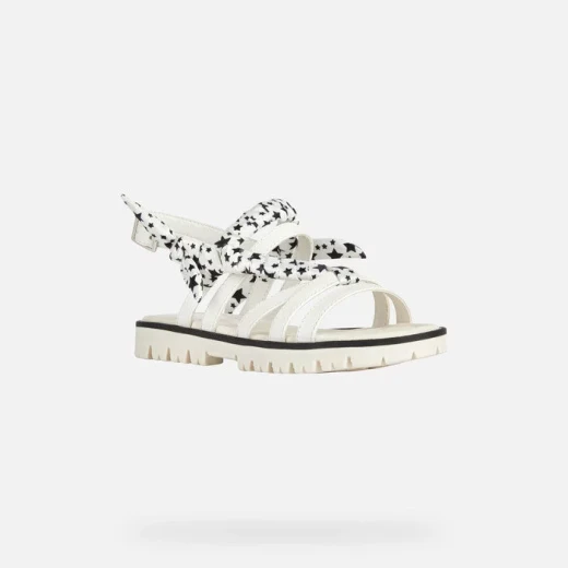 Geox Starblush Girl's Open Toe Sandals: White Crossover Straps, Black Star Print Detail, Lightweight & Breathable, Size 28, Perfect for Summer - Starblush - Image 3