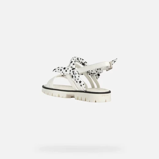 Geox Starblush Girl's Open Toe Sandals: White Crossover Straps, Black Star Print Detail, Lightweight & Breathable, Size 28, Perfect for Summer - Starblush - Image 4