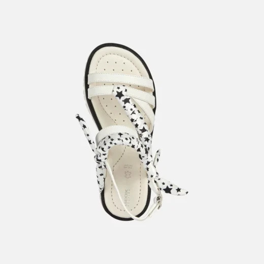 Geox Starblush Girl's Open Toe Sandals: White Crossover Straps, Black Star Print Detail, Lightweight & Breathable, Size 28, Perfect for Summer - Starblush - Image 5