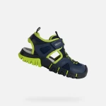 Geox Dynomaix Boy Sandals Navy Lime Green 36 Closed Toe Outdoor - Geox