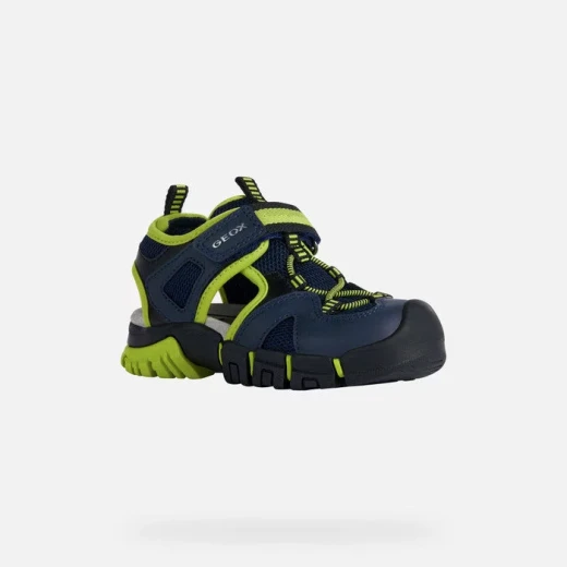 Geox Dynomaix Boy Sandals Navy Lime Green 36 Closed Toe Outdoor - Geox - Image 3