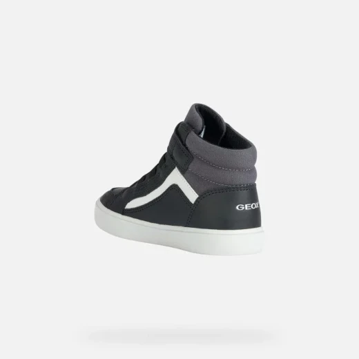 Geox Gisli Girl's Mid Cut Sneakers Black 33 Comfortable Lightweight Waxed Leather and Nylon Upper Soft Flexy Outsole Perfect for School and Weekends J365CC.05410.C0005 - Geox - Image 4