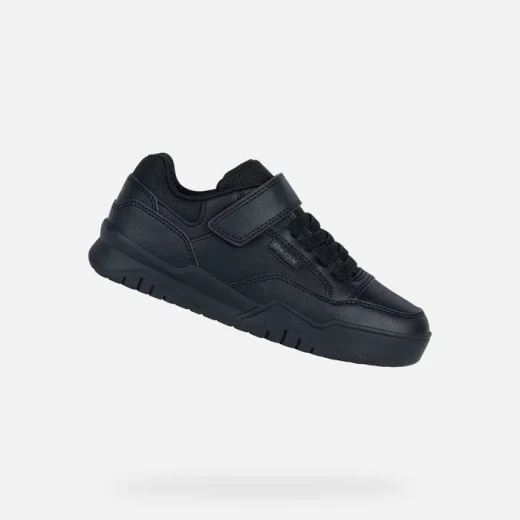 Geox Perth Boy Sneakers Black 29 Lightweight Breathable Sporty Design Tumbled Leather Effect Nylon Comfortable School Athleisurewear 29 Size - Geox - Image 2