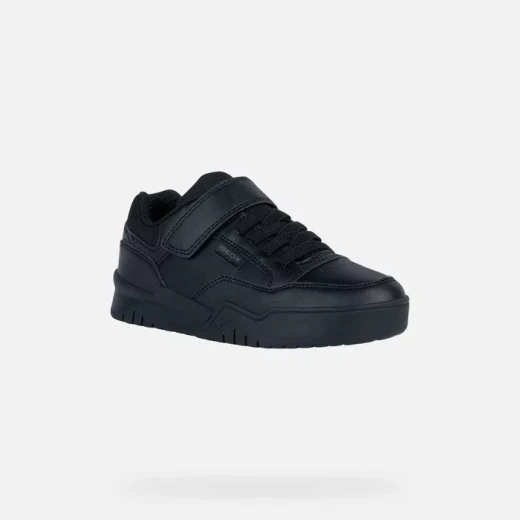 Geox Perth Boy Black Sneakers Size 30 Lightweight Breathable Low Cut Sporty Design Tumbled Leather Effect Nylon Comfortable School Athleisurewear Fast Delivery Easy Exchange - Geox - Image 3