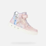 Geox Skylin Girl Mid Cut Sneakers Pink Lilac Tinkerbell Design Featuring Lights Size 35 Breathable Flexible Fabric and Leather Effect Materials - Geox
