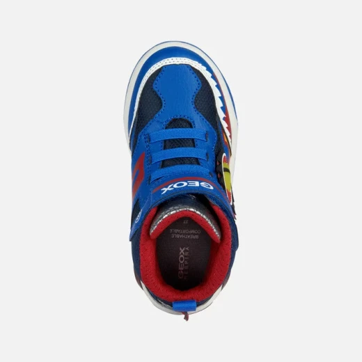Geox Inek Boy Royal Blue and Red Mid-Cut Sneakers with Lights for Boys Size 38 Stylish and Breathable Tumbled Leather Effect and Nylon Upper Fast Delivery and Easy Exchange - Geox - Image 5
