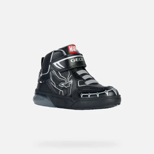 Geox Grayjay Boy Sneakers Black Panther Edition with Lights Size 34 Black: Breathable Mid Cut Junior Shoes Featuring Marvel Avengers Design, Fast Delivery, Easy Exchange - Geox - Image 3