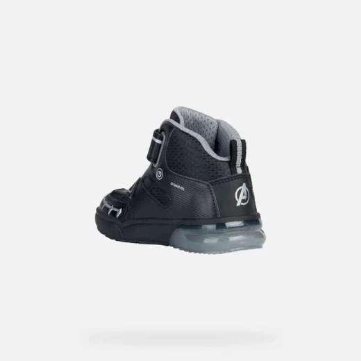 Geox Grayjay Boy Black Panther Sneakers Junior Mid Cut 37 Black Featuring Breathable Design and LED Lights for Active Adventures - Geox - Image 4