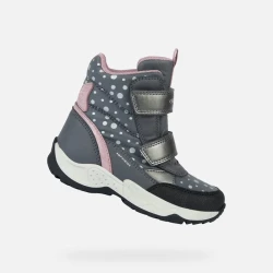 Geox Sentiero ABX Girl Ankle Boots Waterproof Dark Grey Pink 37