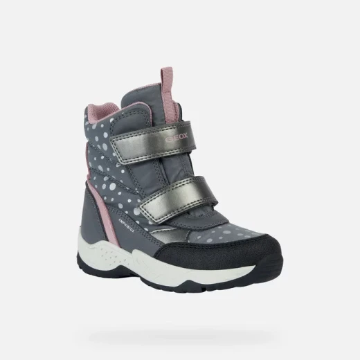 Geox Sentiero ABX Girl Ankle Boots Waterproof Dark Grey Pink 37 - Geox - Image 3