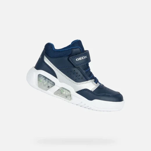 Geox Illuminus Junior Sneakers Navy Blue 32 Mid-Cut Basketball Style