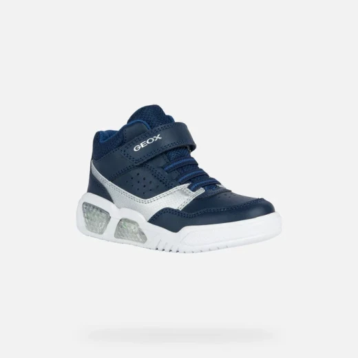 Geox Illuminus Junior Sneakers Navy Blue 32 Mid-Cut Basketball Style - Geox - Image 3