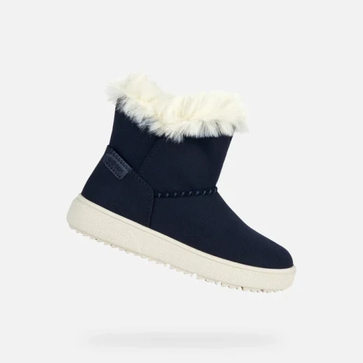 Geox Theleven Girl Ankle Boot Dark Navy Faux Fur Trim Slip On 33 Cozy Winter Shoe for Girls School and Weekend Outfits Fast Delivery and Easy Exchange 158 Characters - Geox - Image 2