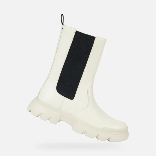 Geox Junette Girl Ankle Boots Ivory 32, Biker Style Boot for Girls, Minimalist Aesthetic with Contemporary Vibe, Comfortable and Easy Foot Entry, Ultra Light Chunky Outsole - Geox - Image 2