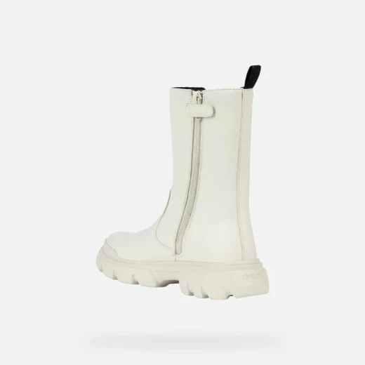 Geox Junette Girl Ankle Boots Ivory 32, Biker Style Boot for Girls, Minimalist Aesthetic with Contemporary Vibe, Comfortable and Easy Foot Entry, Ultra Light Chunky Outsole - Geox - Image 4