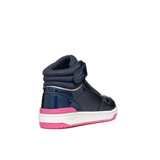 Geox Washiba Girl Mid-Cut Sneakers Navy Pearlescent Leather Effect Patent Leather Sporty Design Comfortable for Little Girls Size 33 - Washiba girl - Image 9