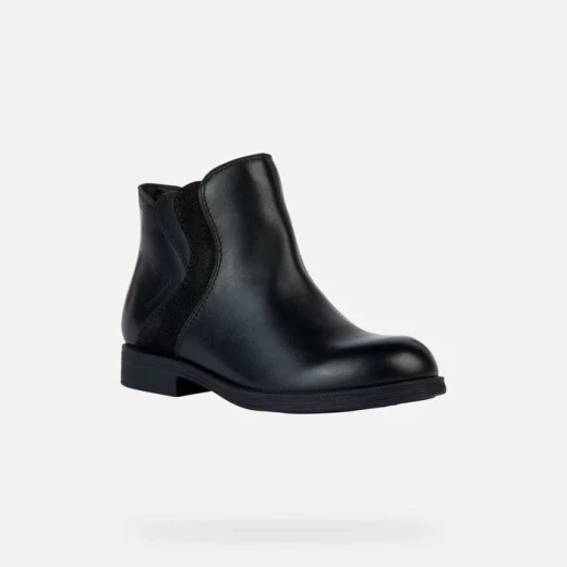 Geox Agata Girl's Ankle Boots in Black Leather and Suede, Water Resistant, Breathable Design, Comfortable Fit, City Styling, Size 31 for Girls - Geox - Image 3