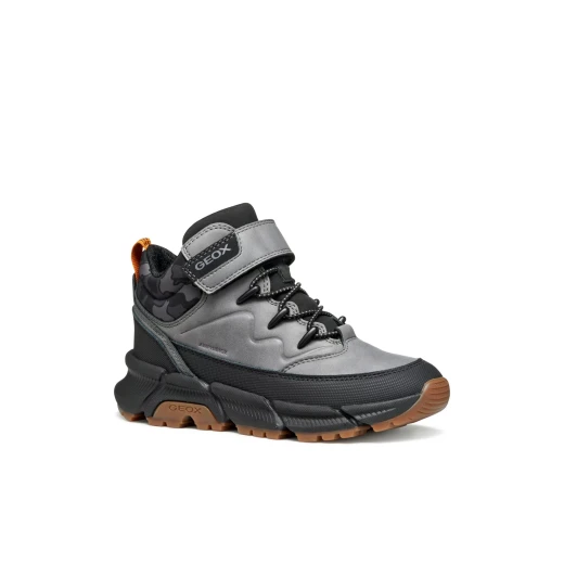 Geox Flexyper Plus Boy's Waterproof Ankle Boot Grey 33 Sporty Casual Design Waxed Leather Effect and Printed Nylon for Rain Protection Kids' Footwear - Image 3