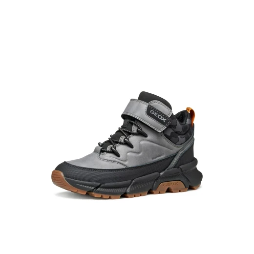 Geox Flexyper Plus Boy Waterproof Ankle Boots Grey 35 Featuring Durable Waxed Leather and Nylon Construction for Rainy Days, Size 35 - Geox - Image 4