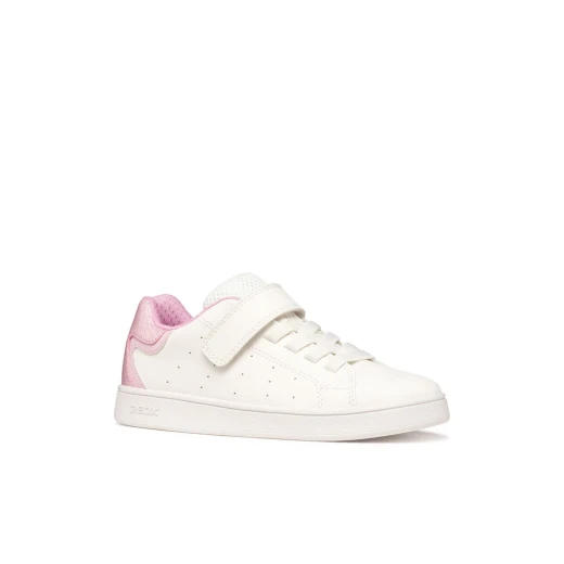 Geox Eclyper Girl Sneakers White 31 Featuring a Shiny Leather Effect Design, Perfect for Girls. These Glamorous Casual Shoes Elevate Everyday Outfits. Item Code: J36LRA.054BJ.C0406 - Image 3