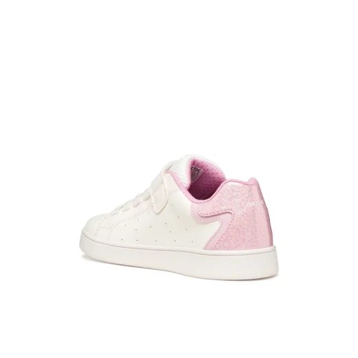 Geox Eclyper Girl Sneakers White 31 Featuring a Shiny Leather Effect Design, Perfect for Girls. These Glamorous Casual Shoes Elevate Everyday Outfits. Item Code: J36LRA.054BJ.C0406 - Image 6