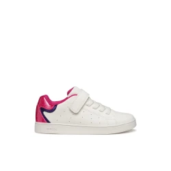 Geox Eclyper Girl Low Cut Sneaker White Glitter Patent Leather Effect Sporty Chic Design Comfortable Adjustable Fastening For Girls Size 37