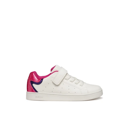 Geox Eclyper Girl Sneakers White Glitter Patent Leather Effect Low Cut Sporty Chic Design Comfortable Adjustable Fastening Size 34 (J36LRA.0BCKC.C0563) - Image 2