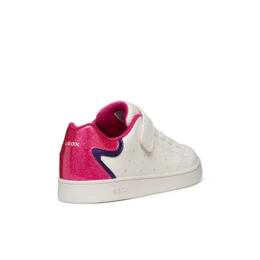 Geox Eclyper Girl Low Cut Sneakers White Leather Effect Glitter Patent Sporty Chic Design Comfortable Adjustable Size 35 for Girls - Image 5