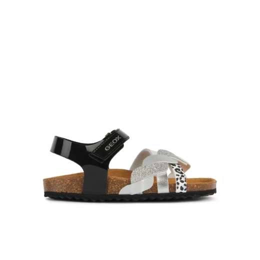 Geox Adriel Girl's Sandals Black Patent Leather Effect Breathable Comfort 35 Summer Footwear for Girls Stylish City Dressing Fast Delivery Easy Exchange - Geox - Image 2