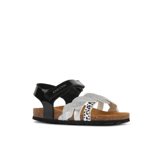 Geox Adriel Girl's Sandals Black Patent Leather Effect Breathable Comfort 35 Summer Footwear for Girls Stylish City Dressing Fast Delivery Easy Exchange - Geox - Image 3