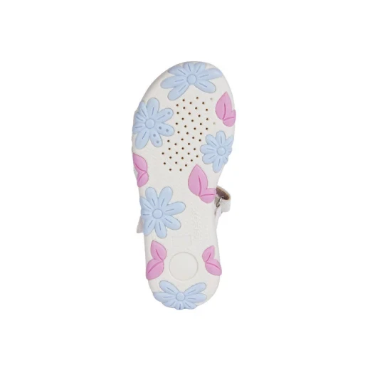 Geox Haiti Girl Sandals White Size 34 Summertime Casual Leather Effect Footwear for Girls Breathable Comfortable Design Easy Exchange at GEOX/JOR Stores J458ZA.000BC.C1364 - Geox - Image 6