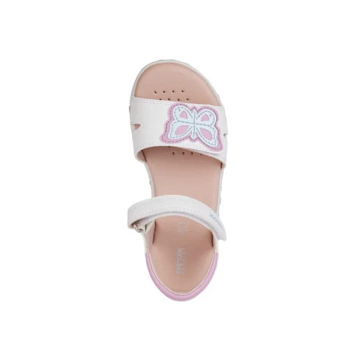 Geox Haiti Girl Sandals White Size 34 Summertime Casual Leather Effect Footwear for Girls Breathable Comfortable Design Easy Exchange at GEOX/JOR Stores J458ZA.000BC.C1364 - Geox - Image 7
