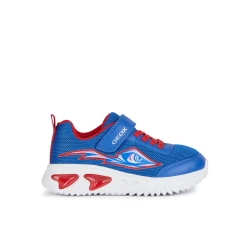 Geox Assister Boy's Royal Blue Sneakers with Mesh Upper and Lights Size 35 for Active Kids, Breathable and Lightweight Design