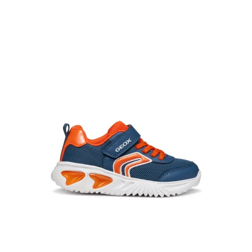 Geox Assister Boy's Sneakers: Breathable Mesh Low Cut with Lights, Running Style, Printed Leather Effect, Size 28, Avio Colorway - Modern Athleisure - Geox - Image 2