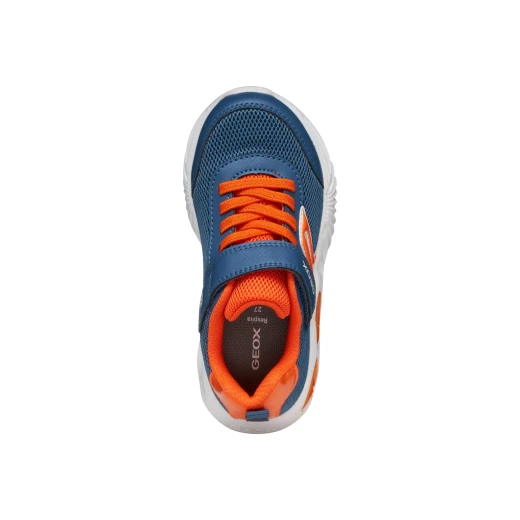 Geox Assister Boy's Sneakers, Breathable Mesh and Printed Leather Effect, Light Up Outsole, Athletic Athleisure Style, Blue, Size 32, Lightweight and Comfortable - Geox - Image 9