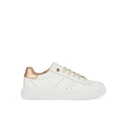 Geox Nettuno Girl White Sneakers Size 28 Breathable Lightweight Leather-Effect Material Tennis Court Design Everyday Styling Perfect Fit