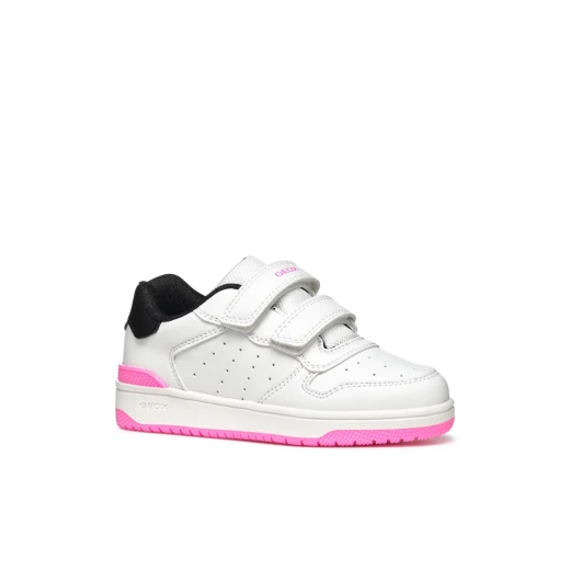Washiba Girl Basketball Style Low Cut Sneakers White Leather Effect 34 Comfortable Breathable Double Riptape Closure Practical Foot Entry Girls Athleisurewear On Trend - Geox - Image 14
