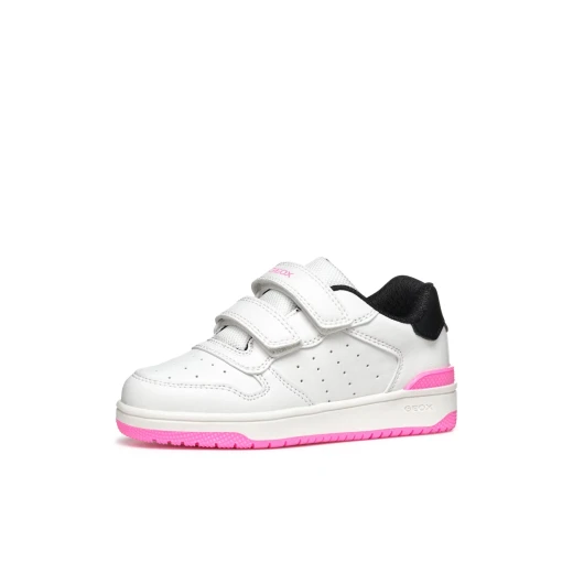 Washiba Girl Basketball Style Low Cut Sneakers White Leather Effect 34 Comfortable Breathable Double Riptape Closure Practical Foot Entry Girls Athleisurewear On Trend - Geox - Image 15