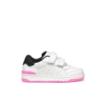 Washiba Girl Basketball Style Low Cut Sneakers White for Girls with Double Riptape Closure 37 Size Breathable Leather Effect Material Athleisurewear for Sporty Kids