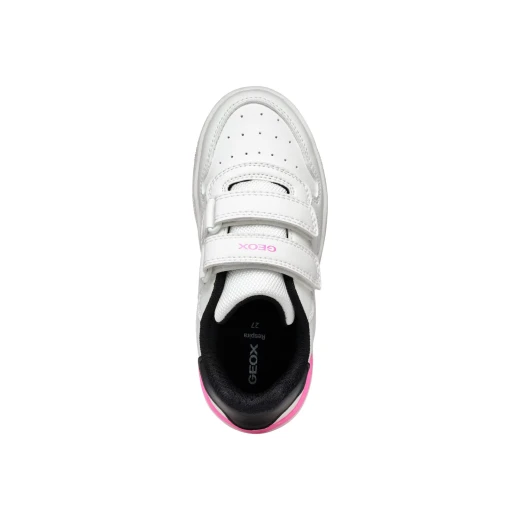 Washiba Girl Basketball Style Low Cut Sneakers White Leather Effect 34 Comfortable Breathable Double Riptape Closure Practical Foot Entry Girls Athleisurewear On Trend - Geox - Image 20