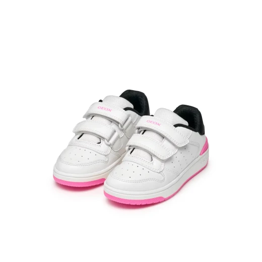 Washiba Girl Basketball Style Low Cut Sneakers White Leather Effect 34 Comfortable Breathable Double Riptape Closure Practical Foot Entry Girls Athleisurewear On Trend - Geox - Image 25